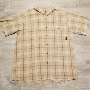 Patagonia 100% Organic Cotton Check Short Sleeve Shirt Lightweight Mens XL